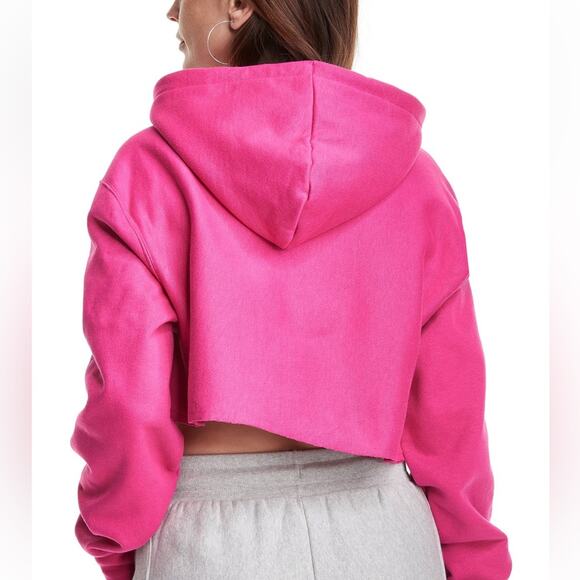 NWT Champion Reverse Weave Cropped Cutoff Hoodie Pink (part of set )Size 2XL - Picture 3 of 7